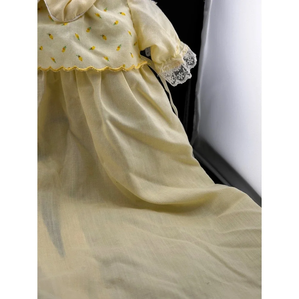Cabbage Patch Kids Preemie Yellow Tulips Gown Dress Girl Vtg 1980s White READ